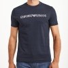 T-shirt Emporio Armani duże logo koszulka męska granatowa bawełniana